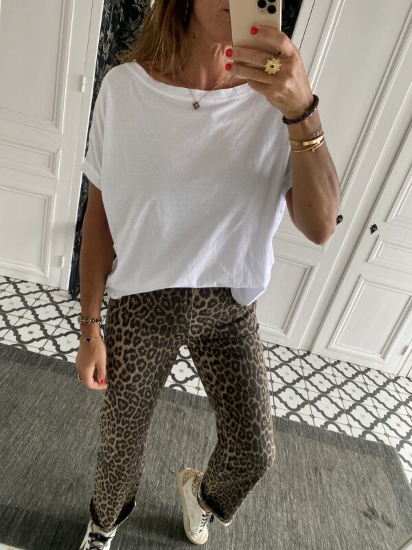 jeans léopard wide poches 7/8 éme