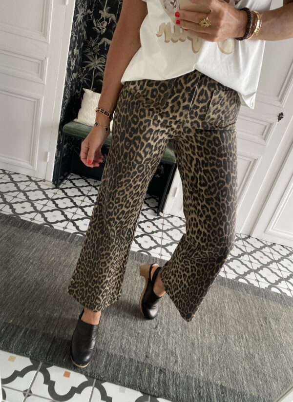 jeans léopard wide poches 7/8 éme