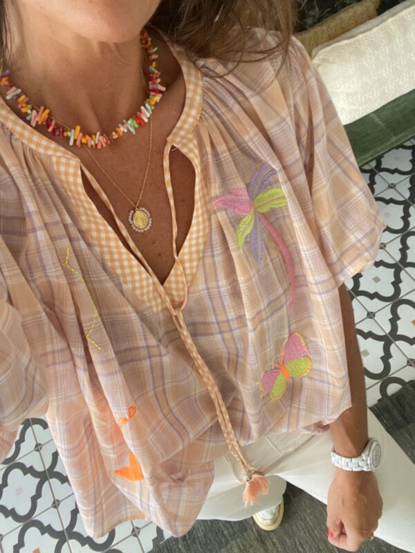 blouse adore dunya écossaise pastel