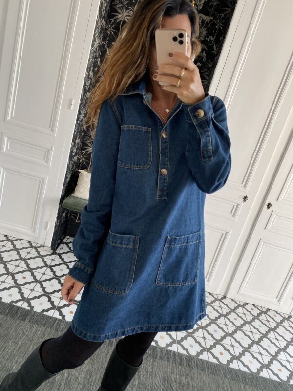 robe jeans bleu poches