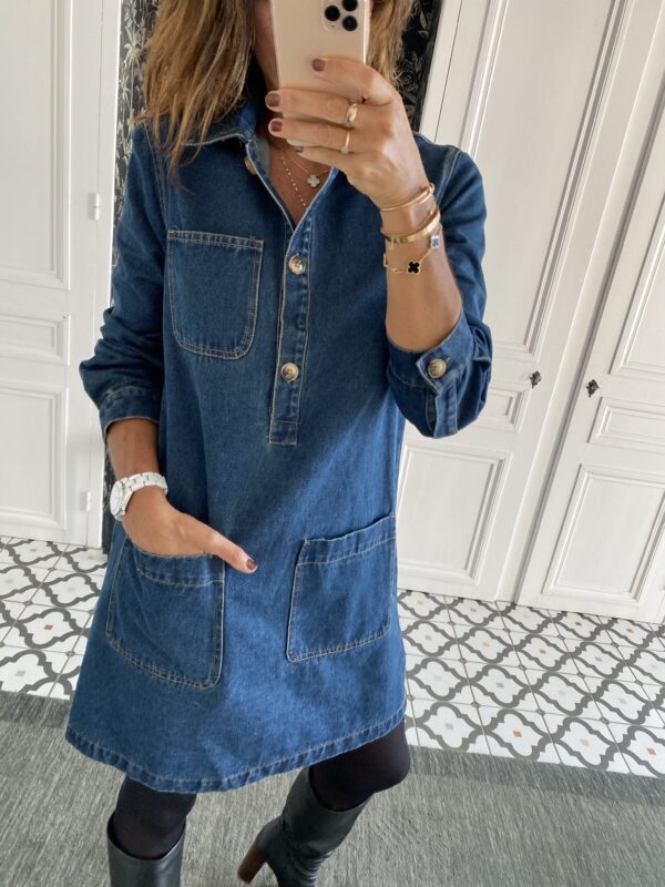 robe jeans bleu poches