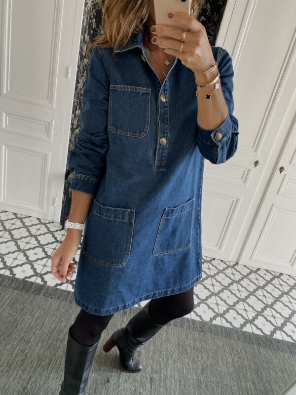 robe jeans bleu poches